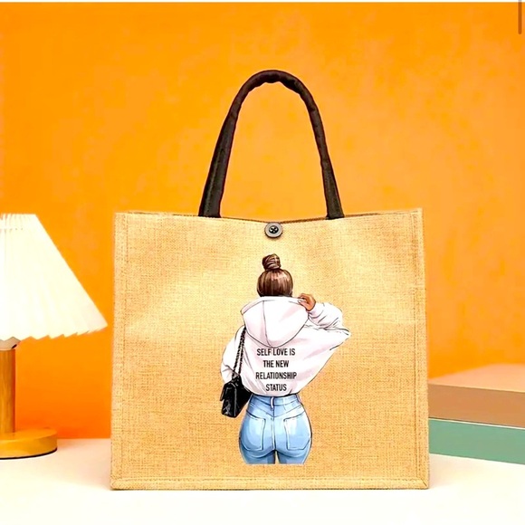 Handbags - Inspirational Quotes Burlap Tote Bag, 13.3 X 11.7 Inch Canvas Carryall.